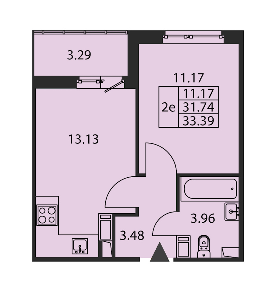 1-комнатная квартира 31.74 м², 2/12 эт., ЖК «Полис ЛАВрики»